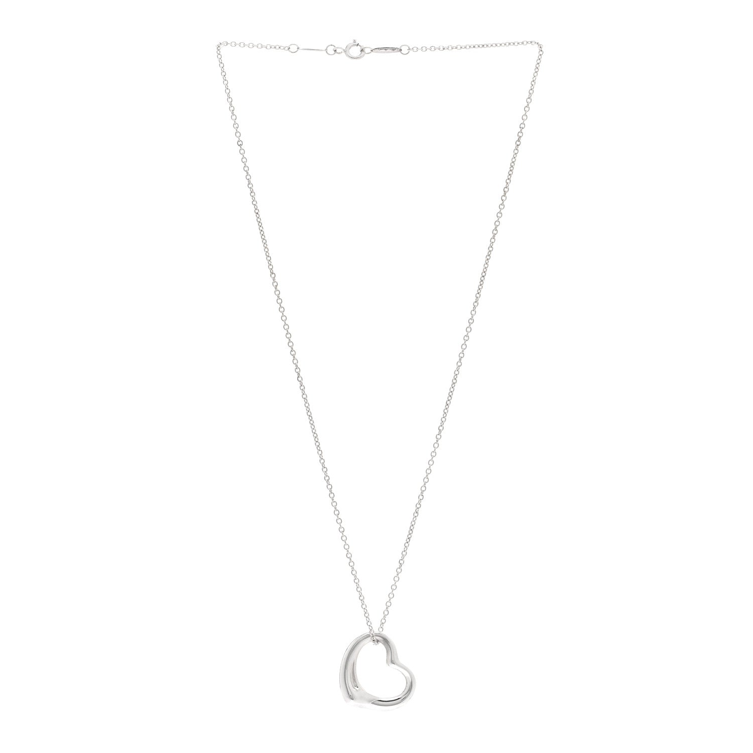 Tiffany Sterling Silver 22mm Elsa Peretti Open Heart Pendant Necklace 3 of 4