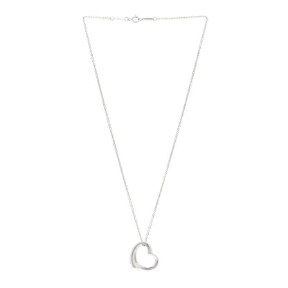 Tiffany Sterling Silver 22mm Elsa Peretti Open Heart Pendant Necklace 3 of 4