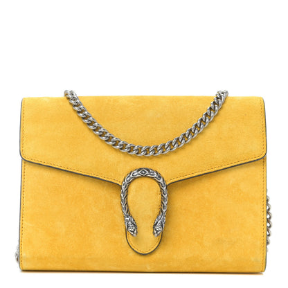 Gucci Suede Mini Dionysus Chain Wallet Yellow 1 of 17