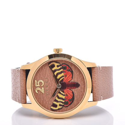 Gucci Stainless Steel Calfskin 38mm G-Timeless Moth Quartz Watch Brown 3 of 6
