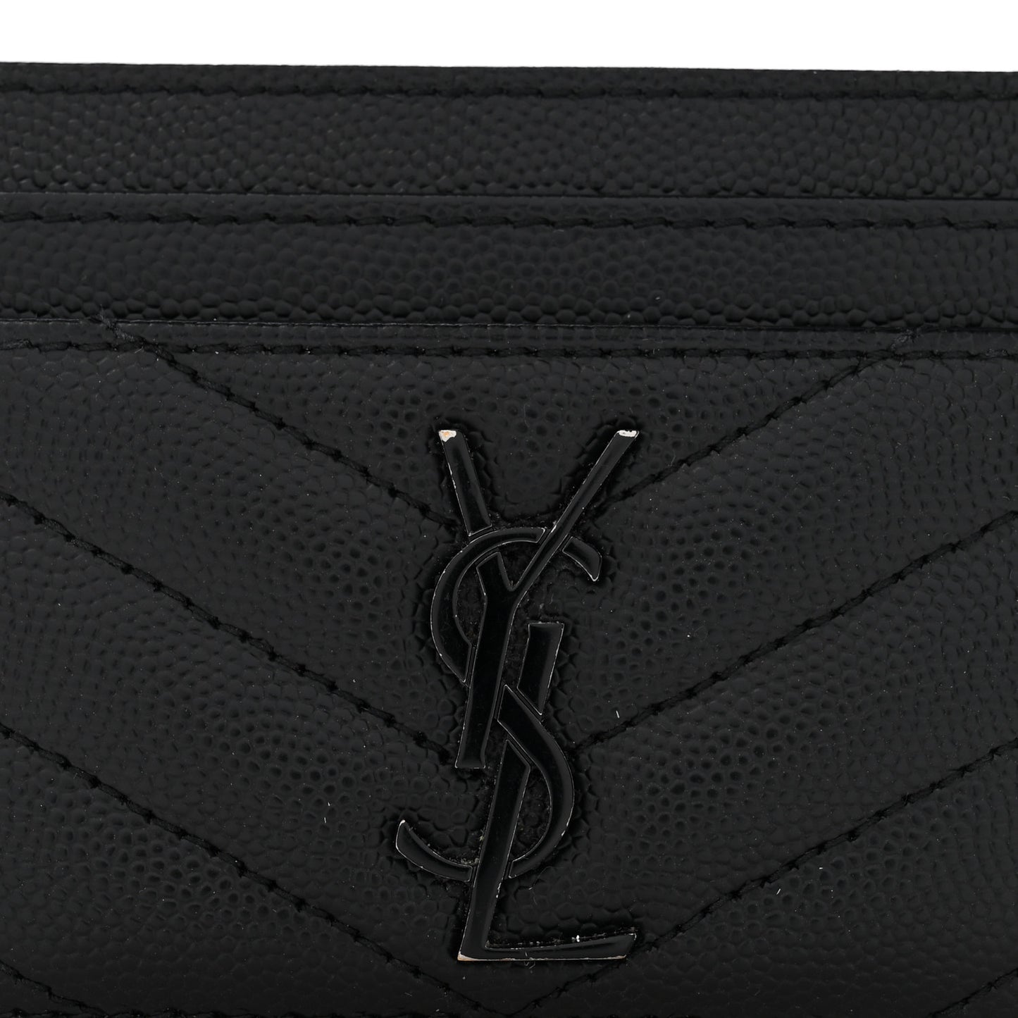 Grain De Poudre Matelasse Chevron Monochrome Monogram Credit Card Case Black