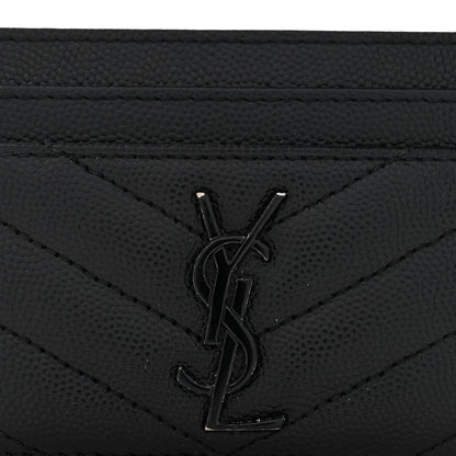 Saint Laurent Grain De Poudre Matelasse Chevron Monochrome Monogram Credit Card Case Black 9 of 10