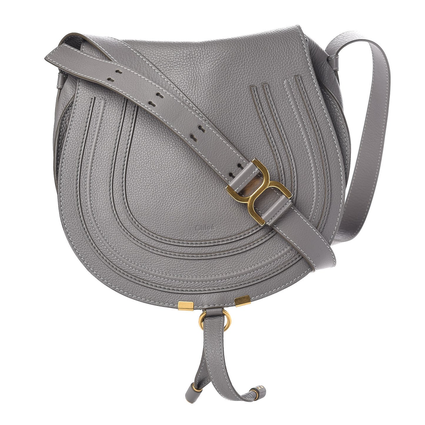 Calfskin Medium Marcie Round Crossbody Bag Cashmere Grey