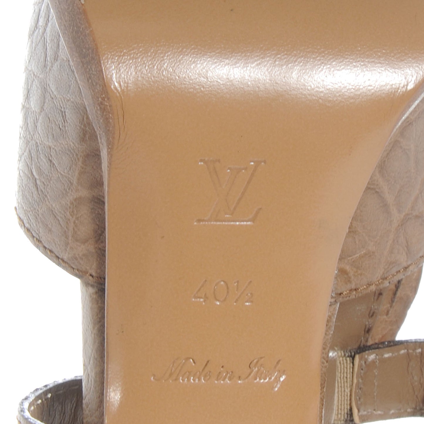 beige Crocodile Embossed beige leather sandals sz. 40.5