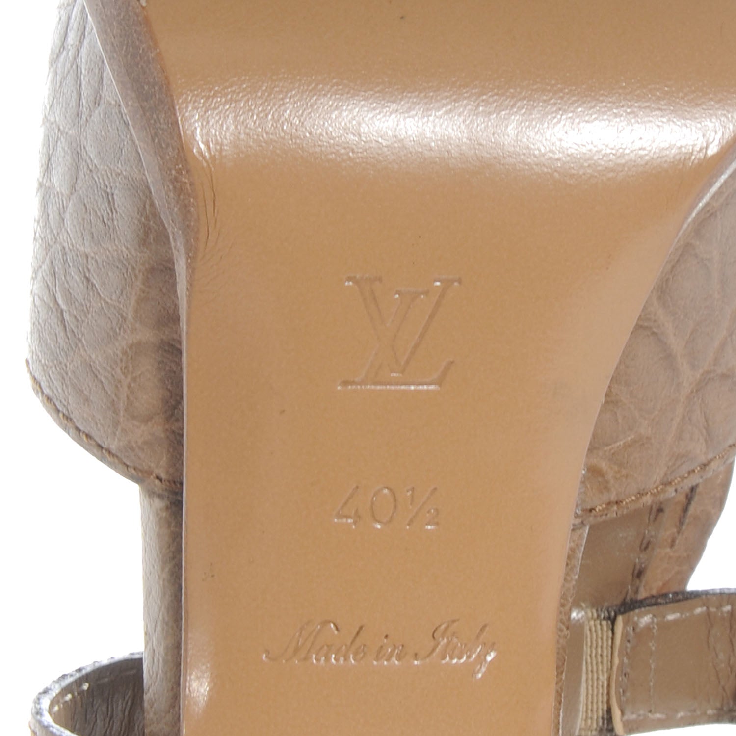 Louis Vuitton beige Crocodile Embossed beige leather sandals sz. 40.5 6 of 7