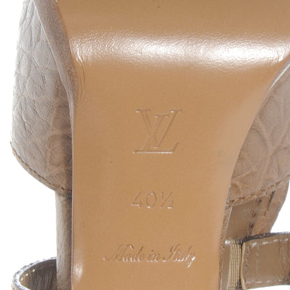 Louis Vuitton beige Crocodile Embossed beige leather sandals sz. 40.5 6 of 7