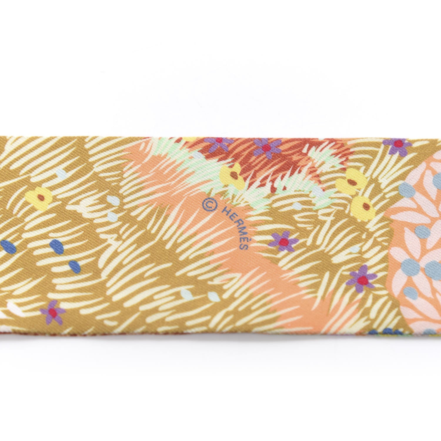 Hermes Silk Dans Un Jardin Anglais Twilly Vert D'Eau Saumon Bleu 3 of 3
