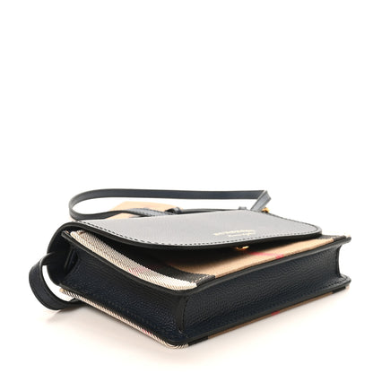 Burberry Derby Calfskin House Check Mini Hampshire Wallet On Chain Ink Blue 4 of 9