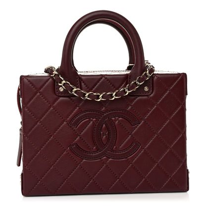 Chanel Calfskin Quilted Studded Square Vanity Case Burgundy 1 of 11