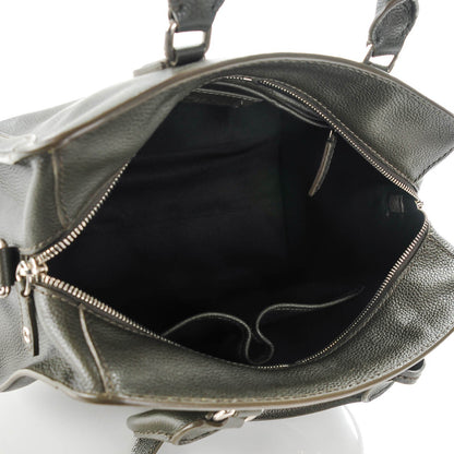 Alexander McQueen Pebbled Calfskin Small Skull Padlock Zip Around Tote Military Green 5 of 7