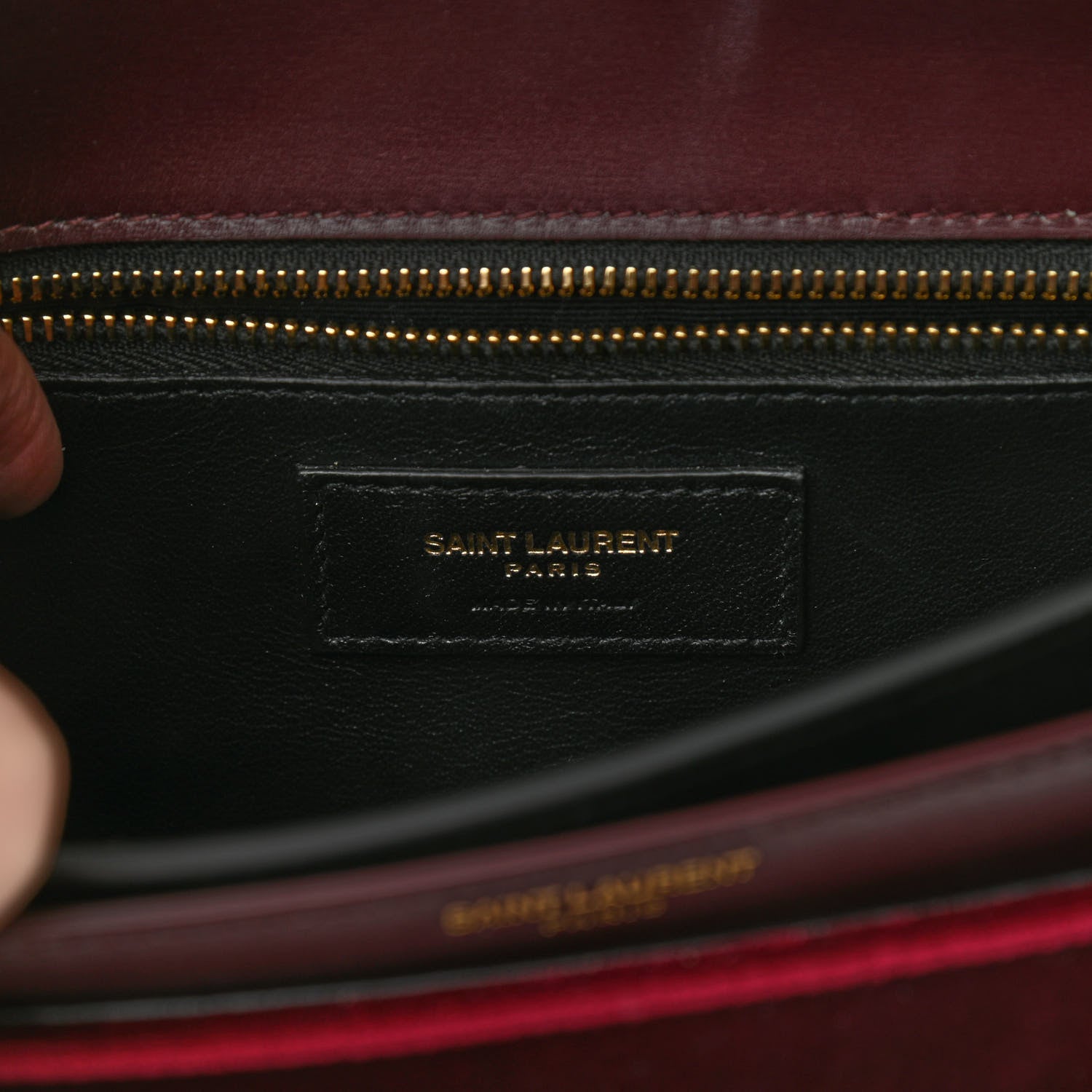 Saint Laurent Velvet Monogram Cassandra Clasp Bag Burgundy 7 of 13