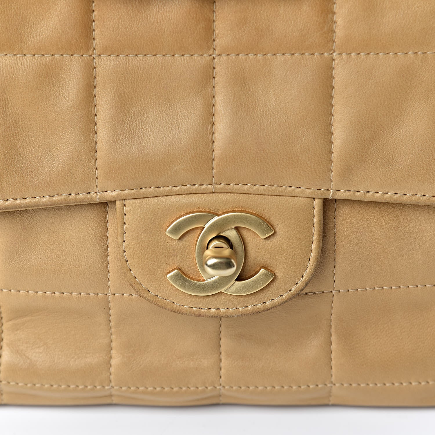 Chanel Lambskin Quilted Medium Chocolate Bar Flap Beige 11 of 17