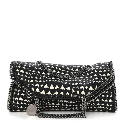 Stella McCartney Cotton Canvas Hearts Falabella Fold Over Tote Black White 1 of 9