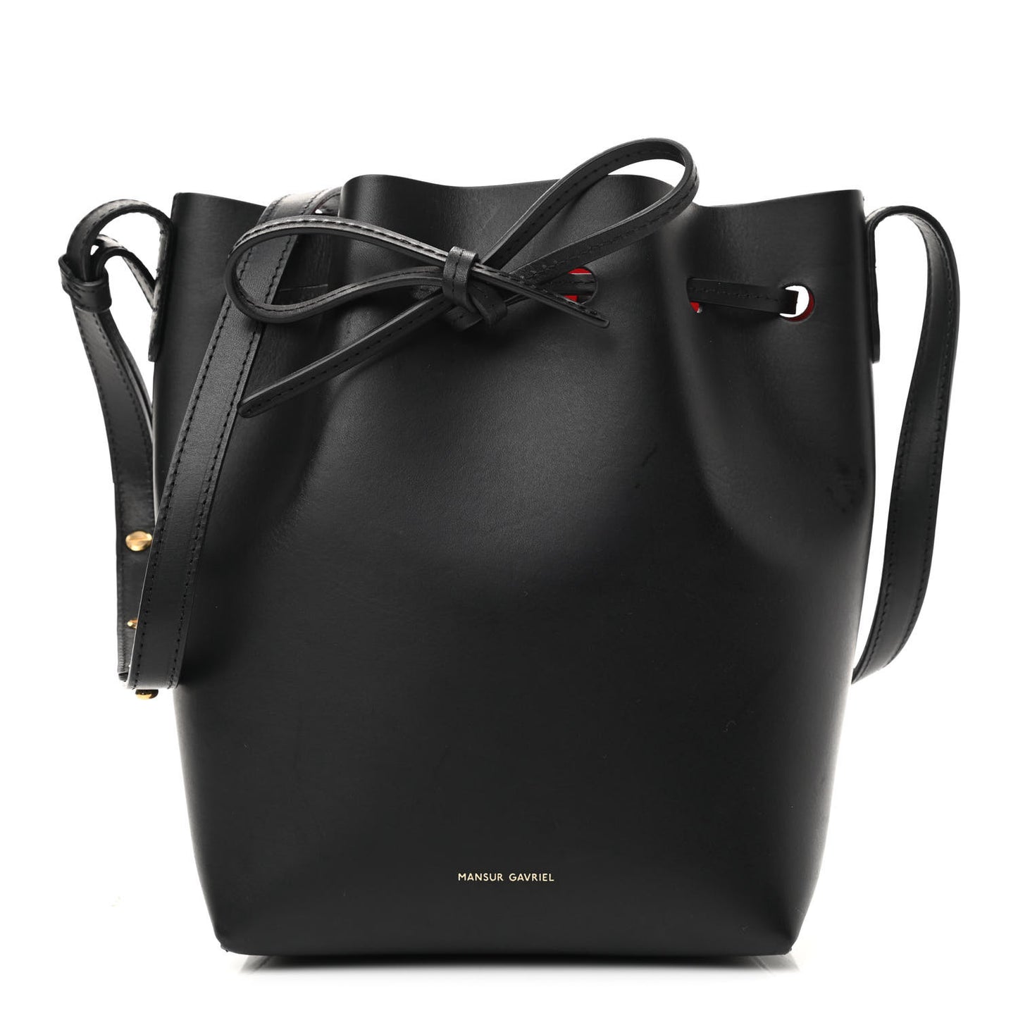Vegetable Tanned Calfskin Bucket Bag Black Flamma
