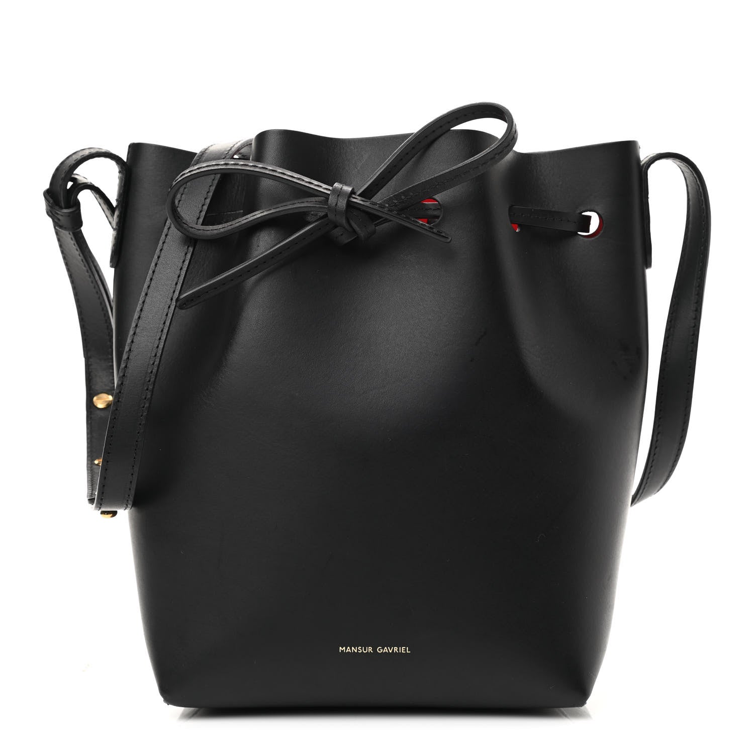 Mansur Gavriel Vegetable Tanned Calfskin Bucket Bag Black Flamma 1 of 11