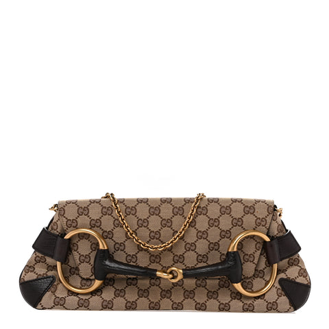 Monogram Horsebit Clutch Dark Brown