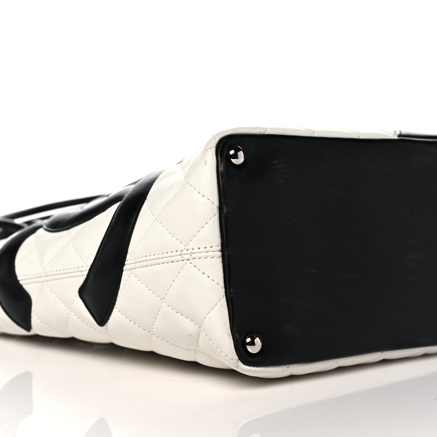 Chanel Calfskin Quilted Medium Cambon Tote White Black 7 of 11