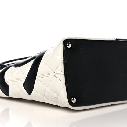 Chanel Calfskin Quilted Medium Cambon Tote White Black 7 of 11