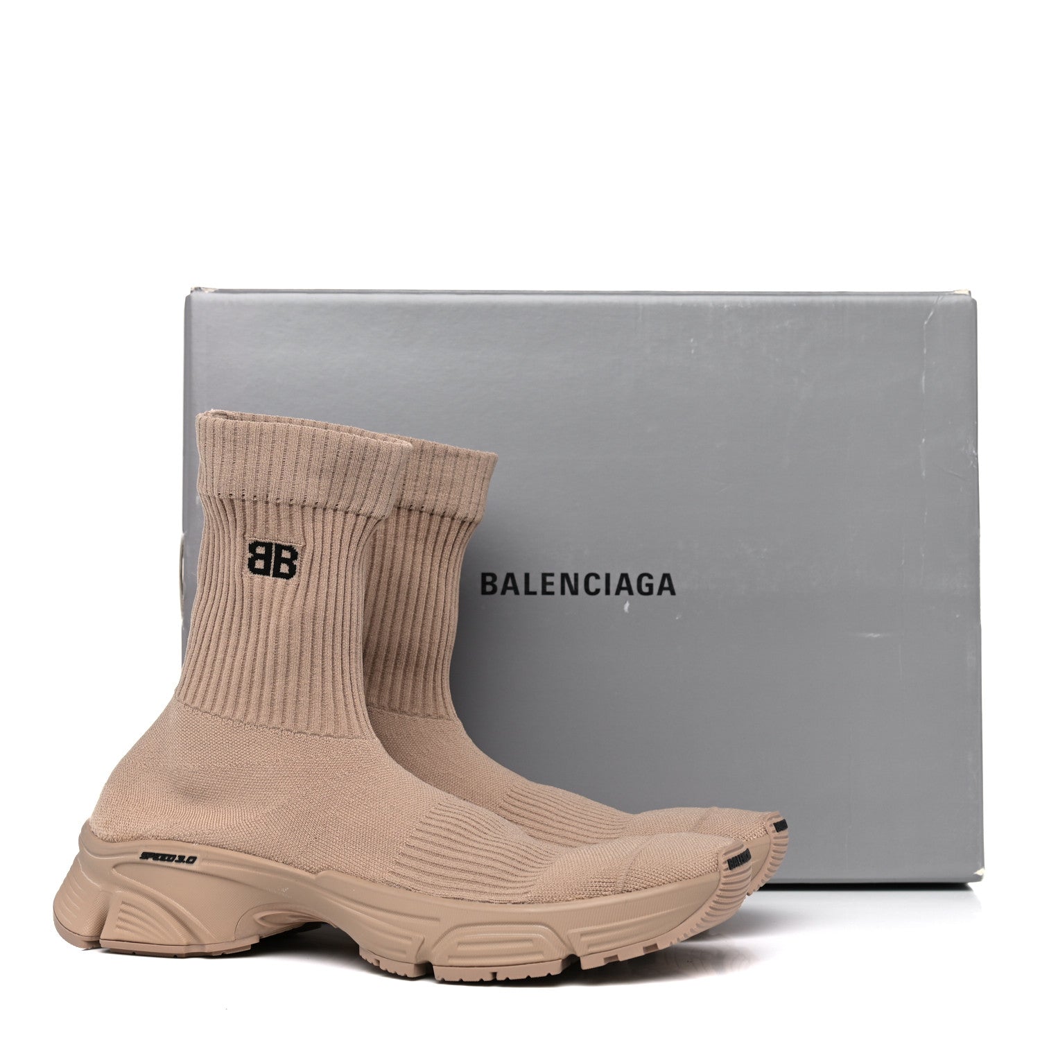 Balenciaga Technical Ribbed 3D Recycled Knit Womens Speed 3.0 Sneakers 40 Monocolor Beige 9 of 9