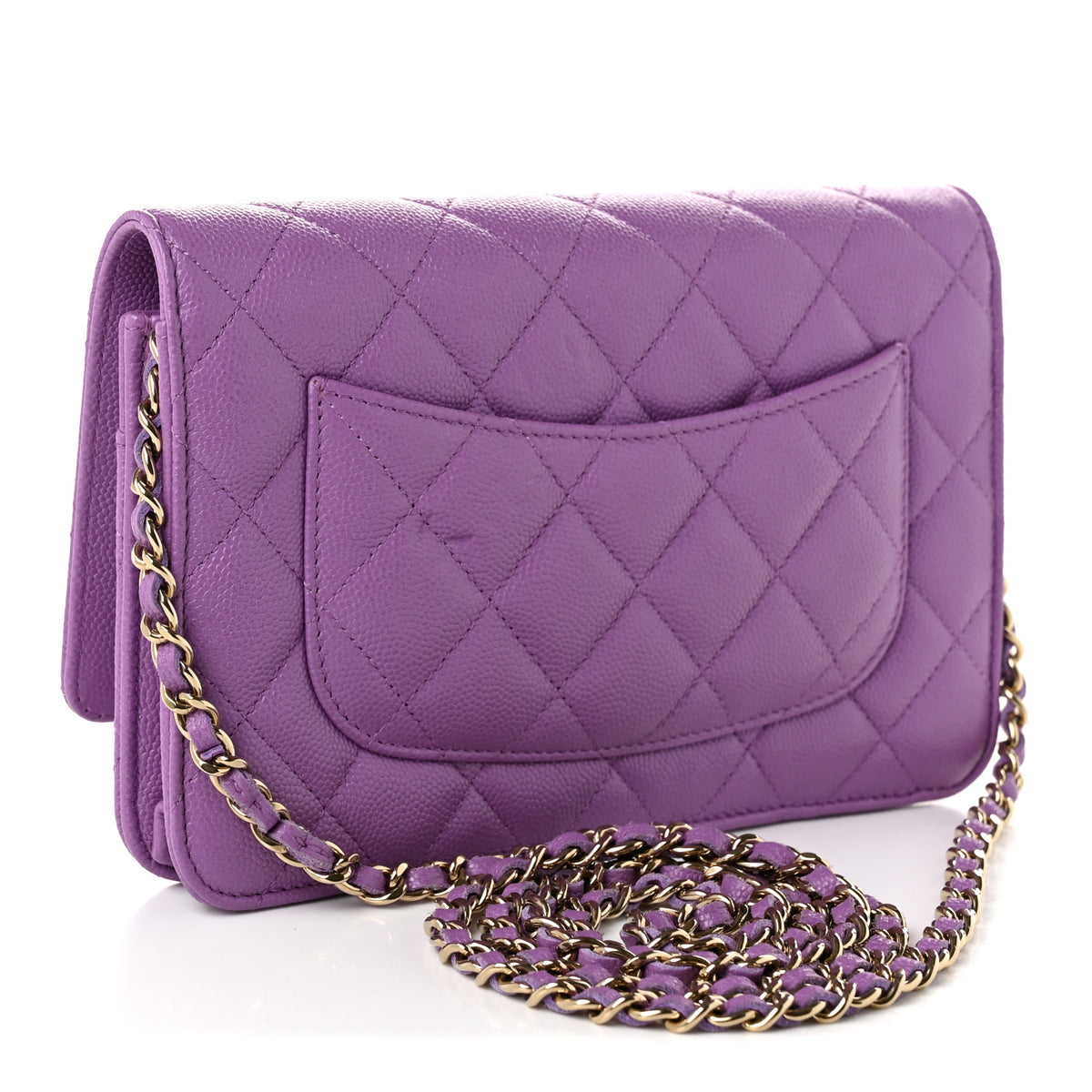 Caviar Quilted Wallet on Chain WOC Purple