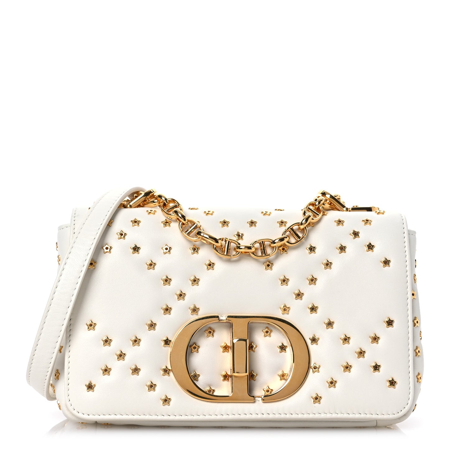 Calfskin Star Motif Macrocannage Caro Bag Latte