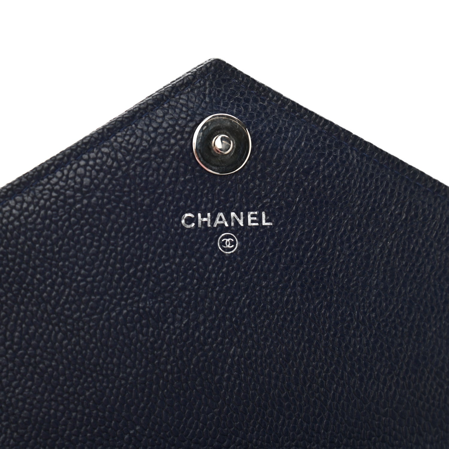 Chanel Caviar Chevron Quilted Statement Wallet On Chain WOC Navy 6 of 12
