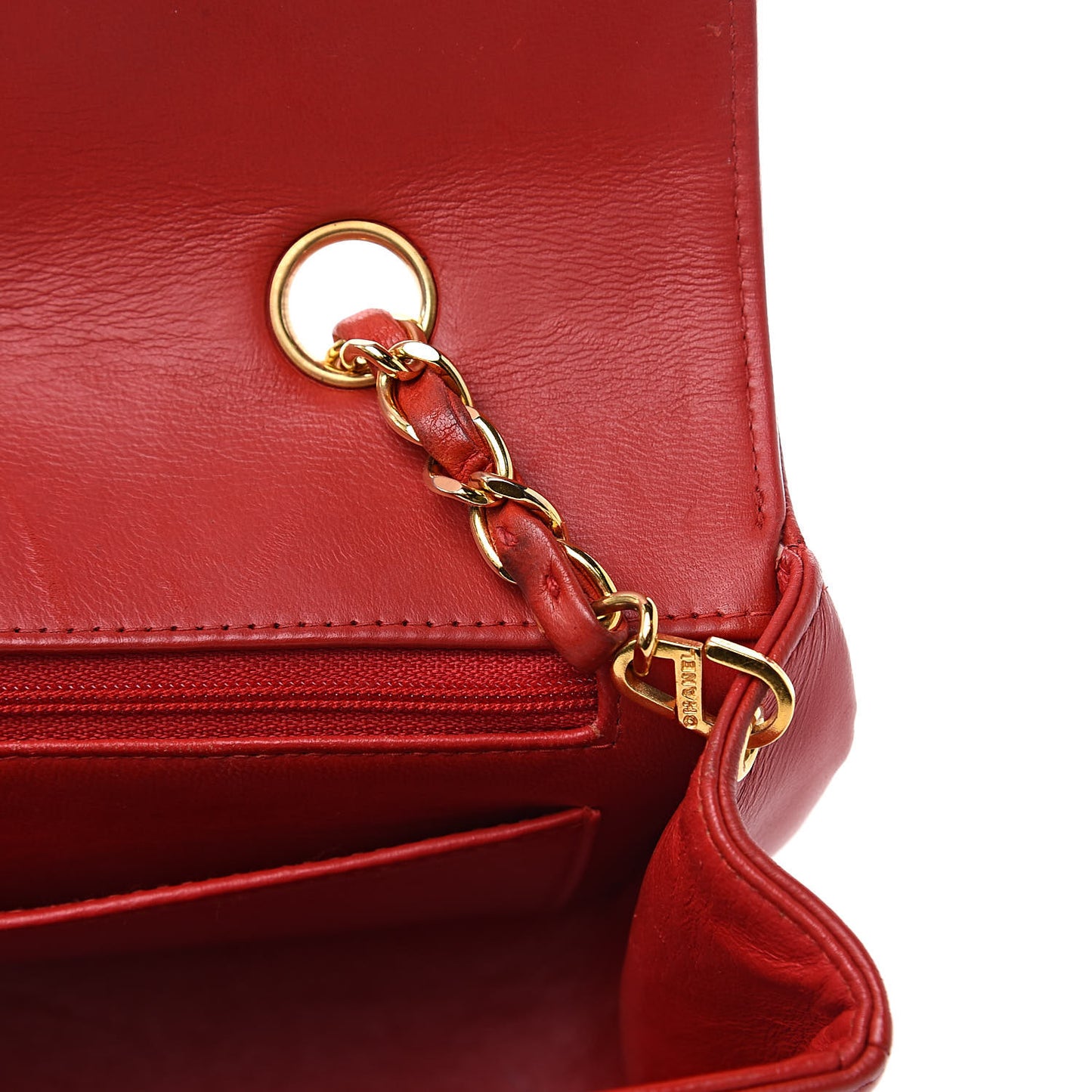 Lambskin Quilted Small Single Flap Red