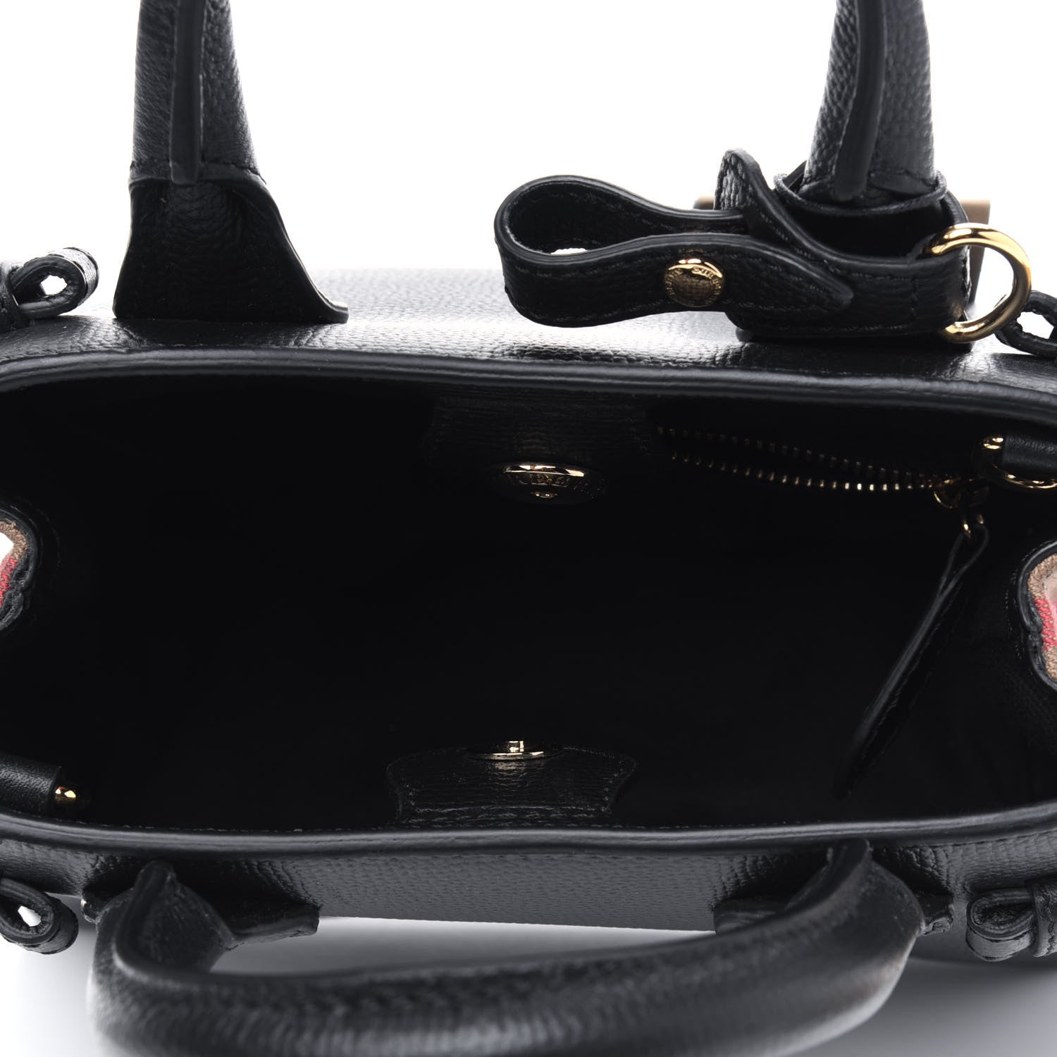 Burberry Derby Calfskin House Check Baby Banner Tote Black 4 of 12