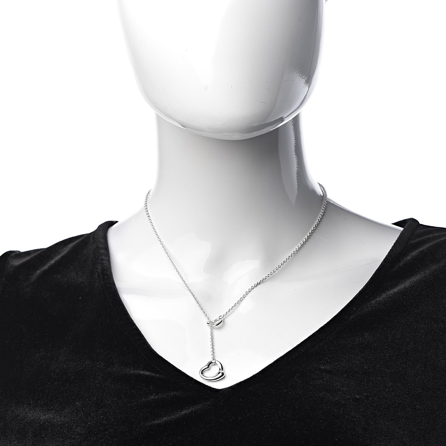 Tiffany Sterling Silver Elsa Peretti Open Heart Lariat Necklace 2 of 9