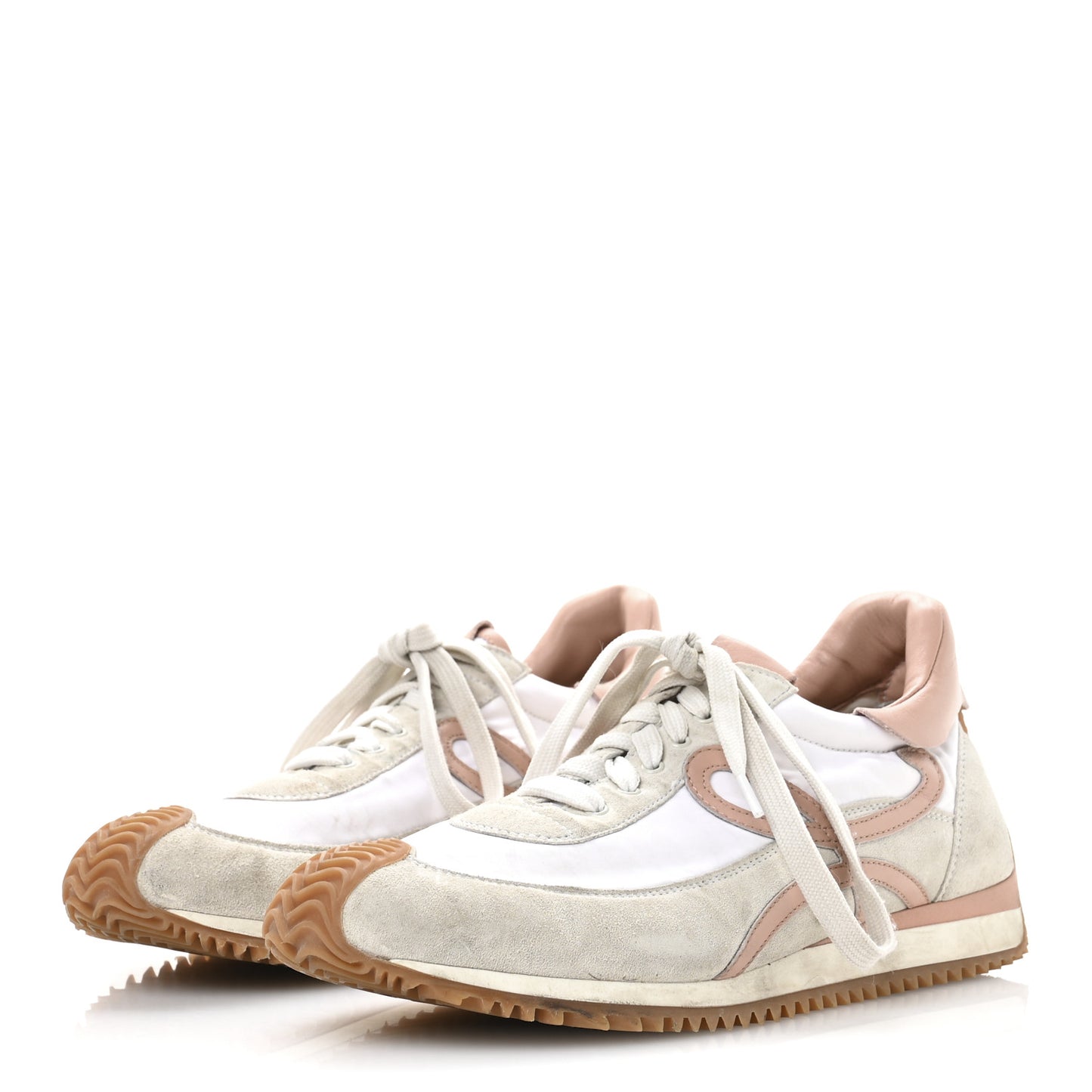 Nylon Suede Flow Runner Sneakers 41 White Powder