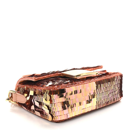 Fendi Sequin Paillettes Vitello Grace Sex and the City Mini Baguette Baby Pink 4 of 10