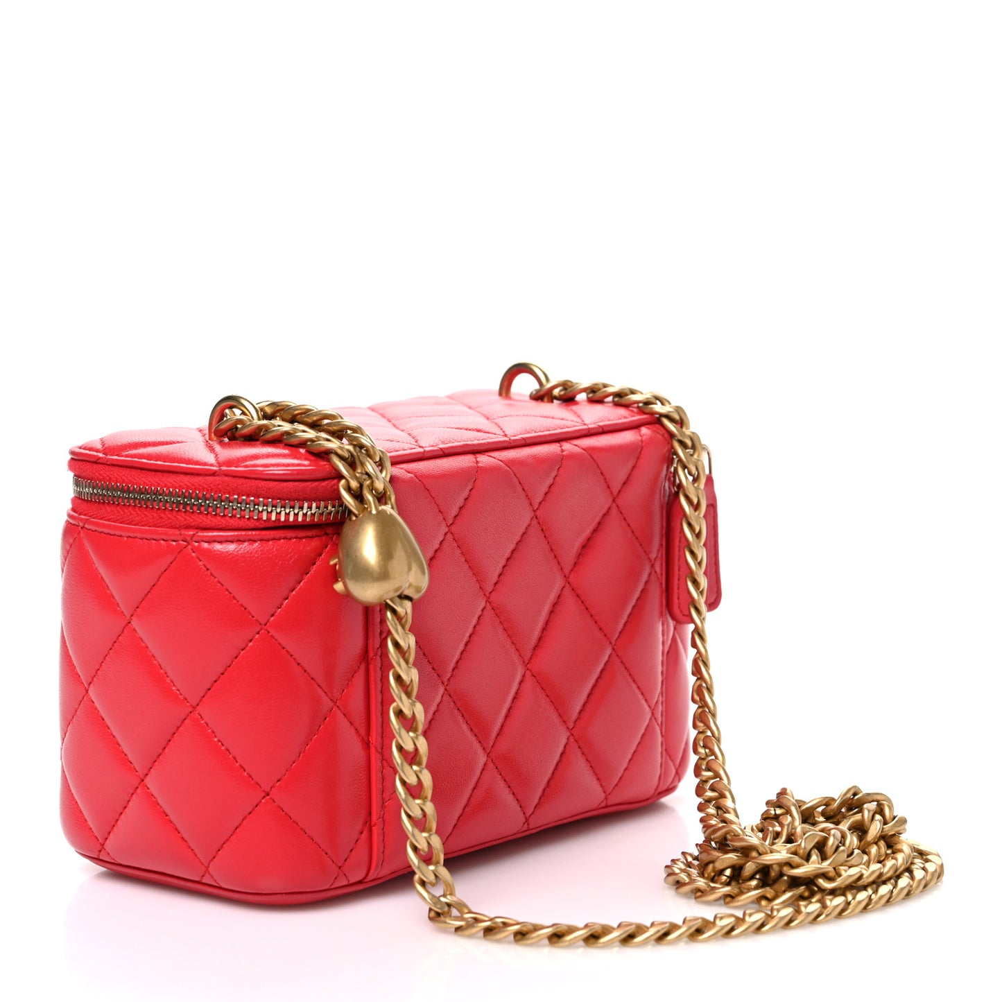Caviar Quilted Sweetheart Vanity Case Dark Red