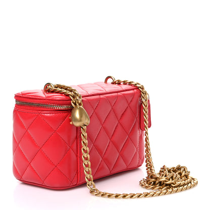 Chanel Caviar Quilted Sweetheart Vanity Case Dark Red 3 of 10