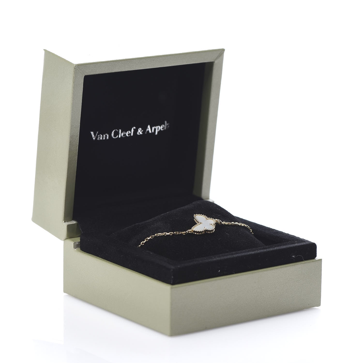 Van Cleef & Arpels 18K Yellow Gold Mother of Pearl Sweet Alhambra Butterfly Bracelet 8 of 8