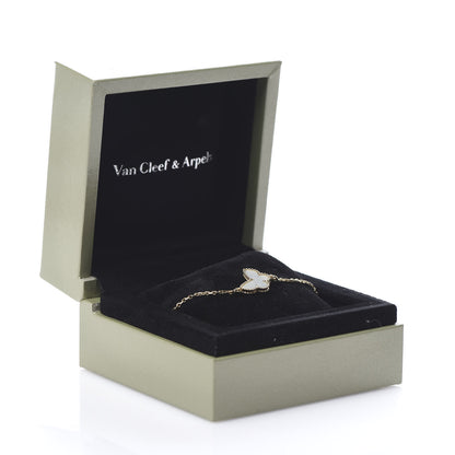 Van Cleef & Arpels 18K Yellow Gold Mother of Pearl Sweet Alhambra Butterfly Bracelet 8 of 8