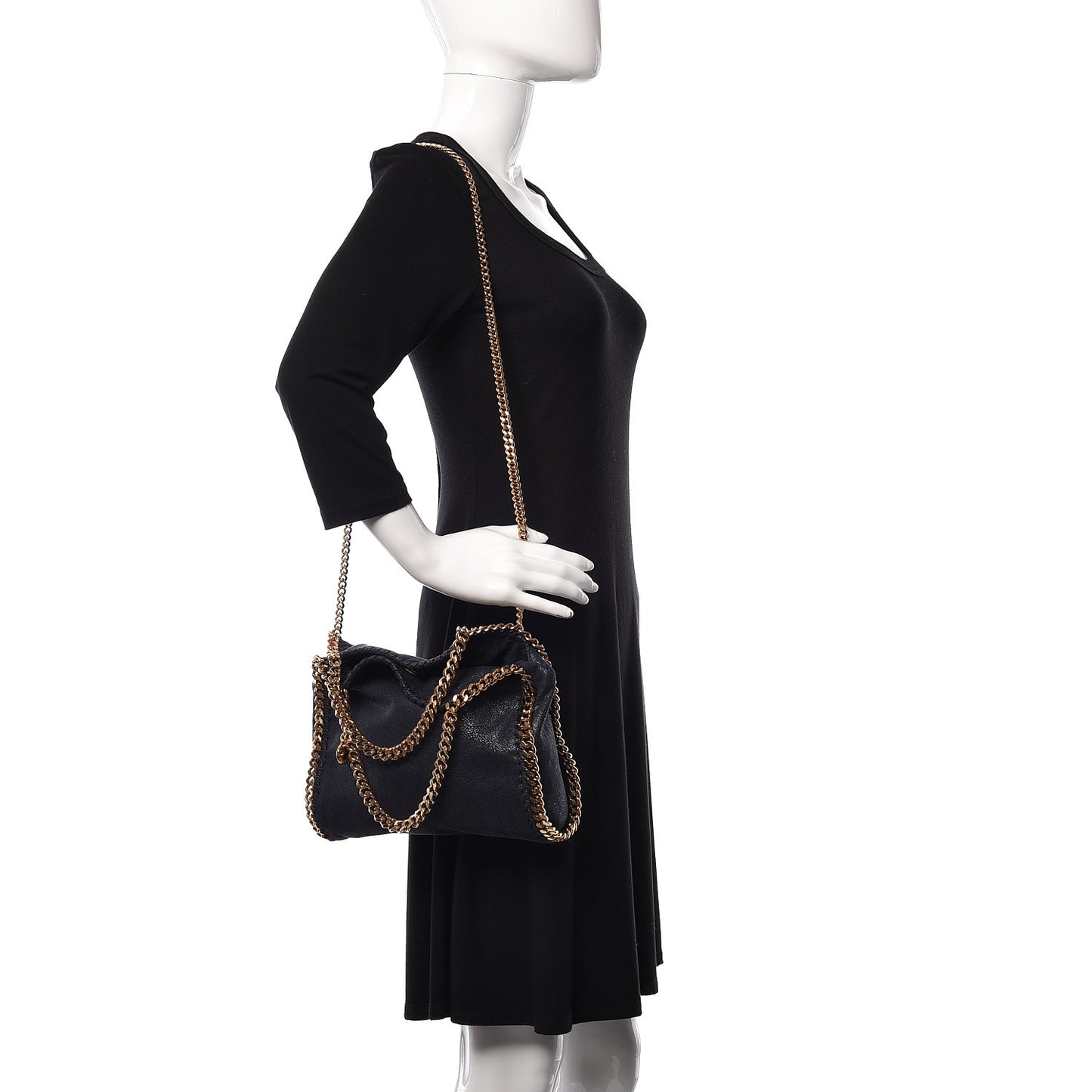 Shaggy Deer Mini Falabella Fold Over Tote Navy