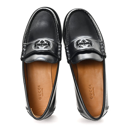 Gucci Millennial Ribot Cut Out Interlocking G Loafers 37 Black 2 of 9