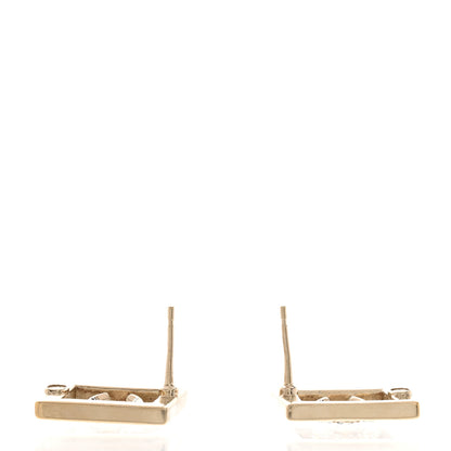 Chanel Metal Crystal Square CC Earrings Gold 3 of 7