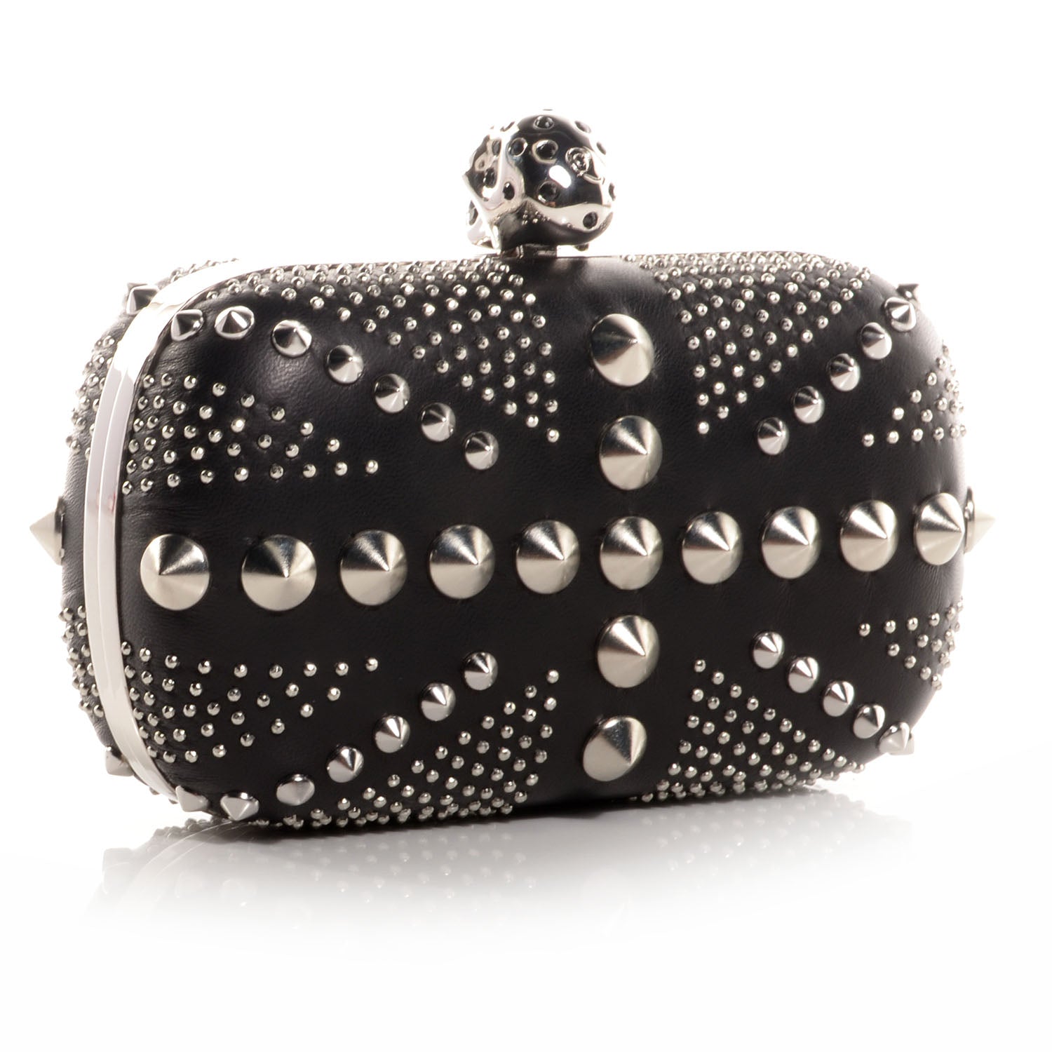 Alexander McQueen Nappa Studded Britannia Skull Box Clutch Black 3 of 7