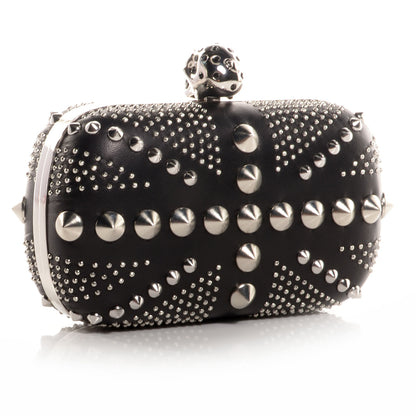 Alexander McQueen Nappa Studded Britannia Skull Box Clutch Black 3 of 7