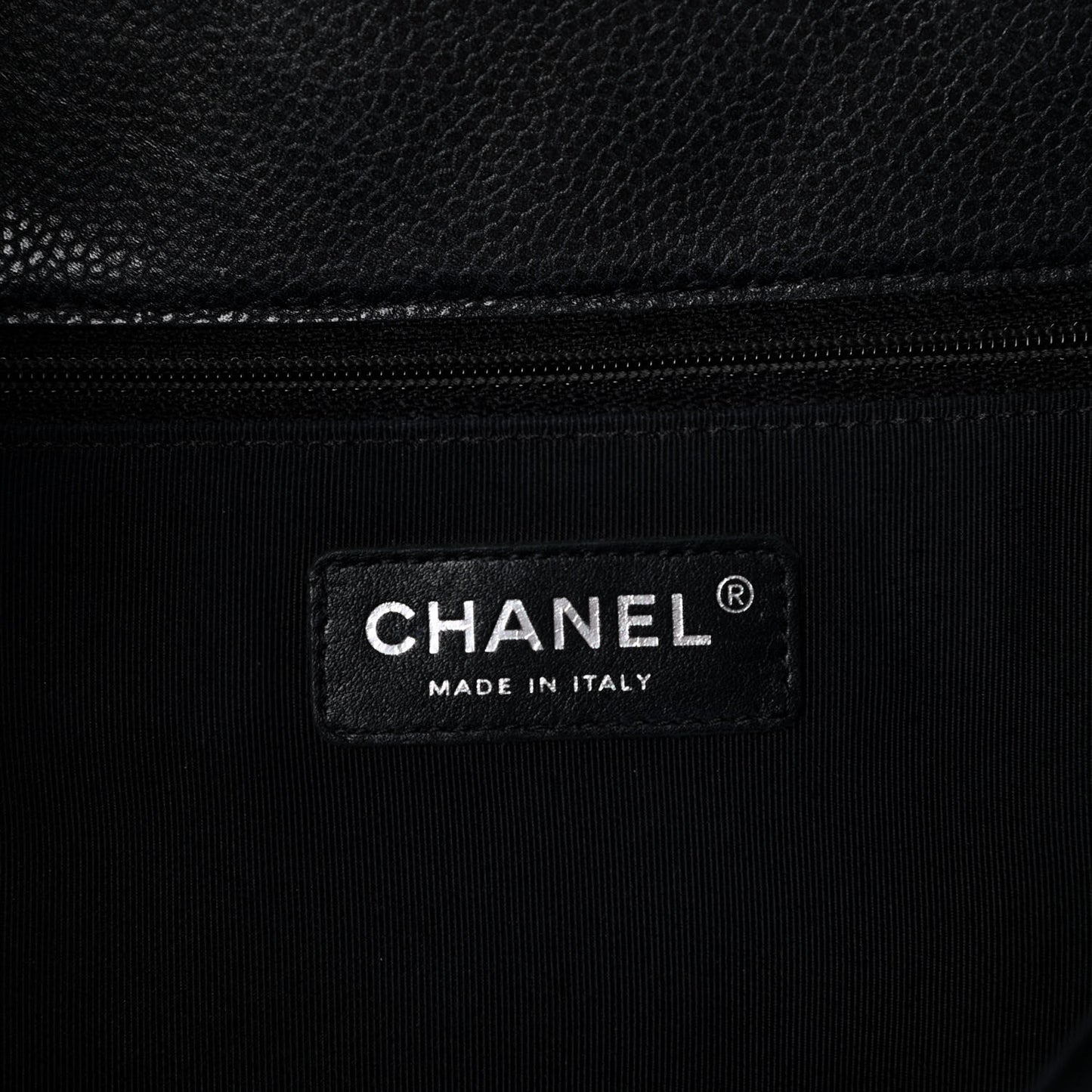 Caviar Quilted Flap Tote Dark Grey