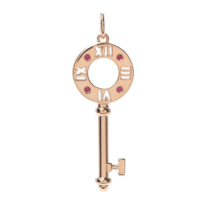 Tiffany 18K Rose Gold Ruby Atlas Pierced Key Pendant 1 of 4