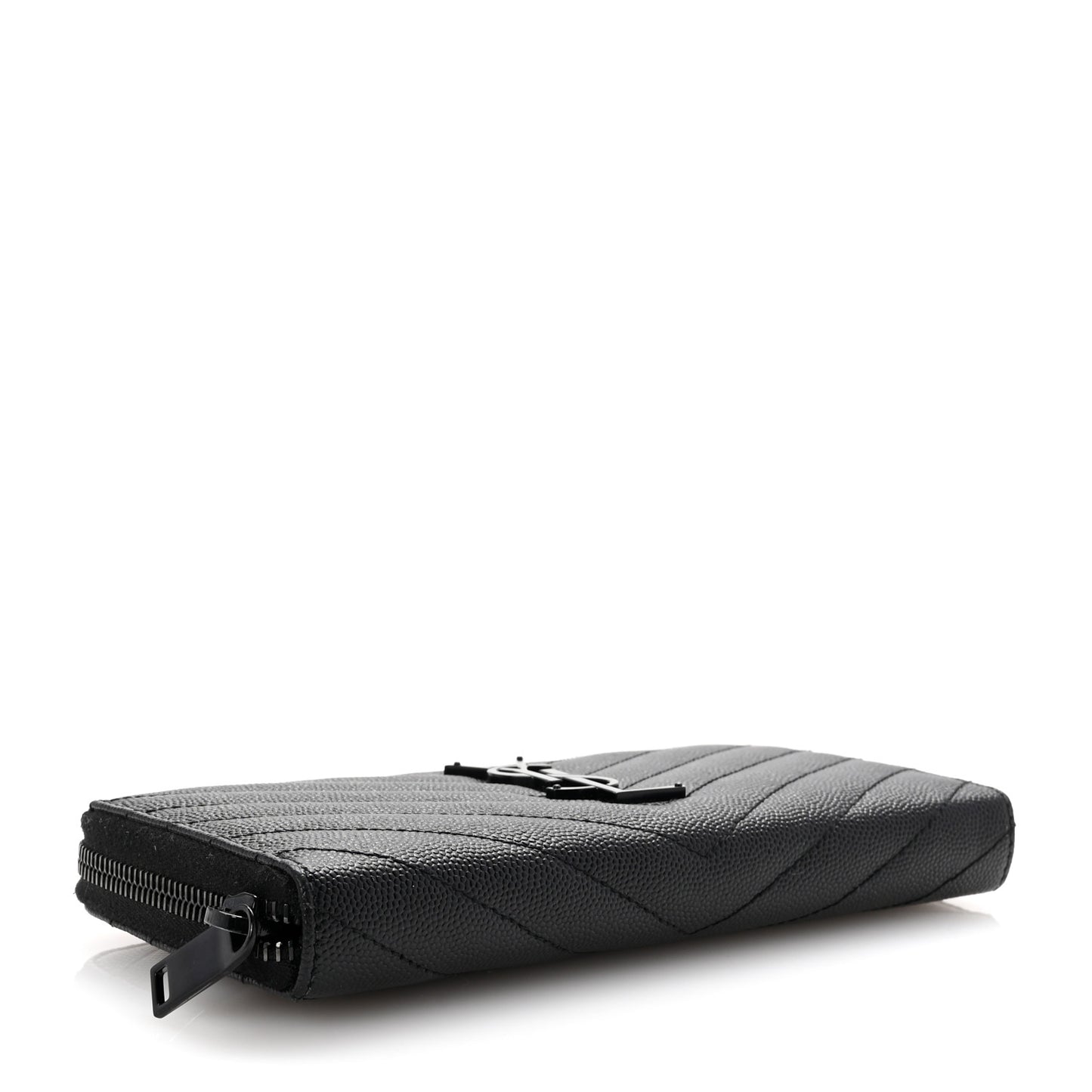 Grain De Poudre Matelasse Chevron Monogram Monochrome Zip Around Wallet Black