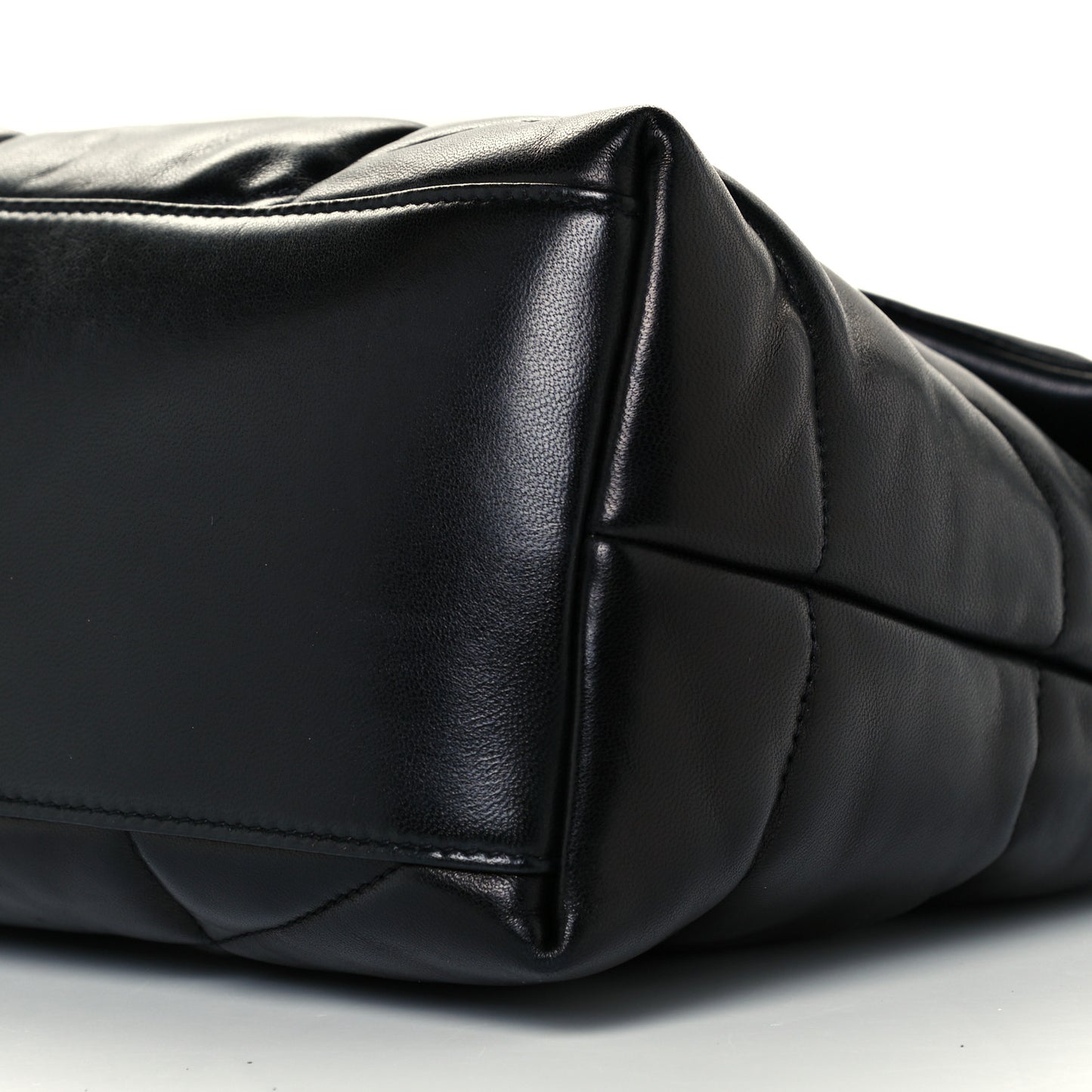 Lambskin Quilted Medium Loulou Puffer Monogram Chain Satchel Black