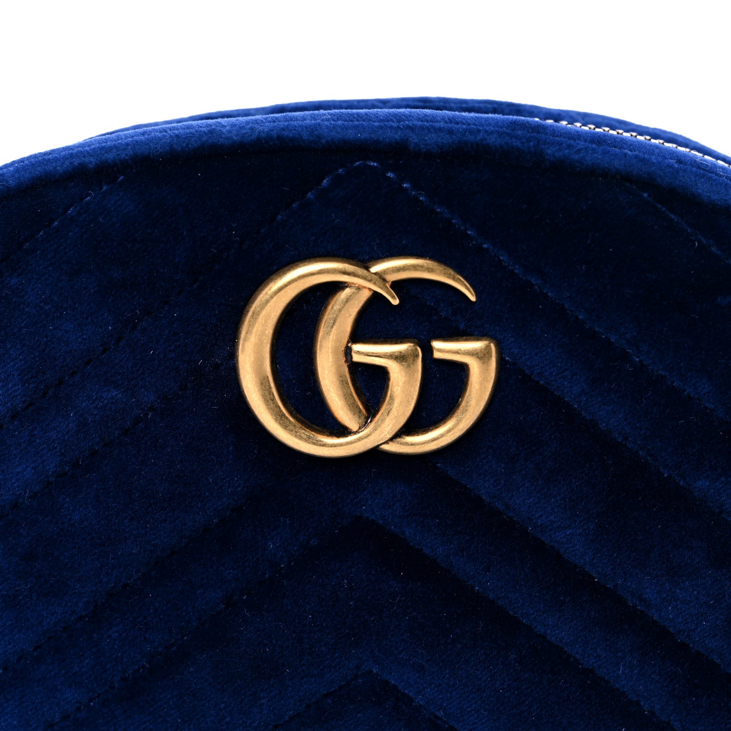 Gucci Velvet Matelasse GG Marmont Belt Bag 75 30 Cobalt Blue 10 of 12