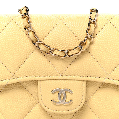 Chanel Caviar Quilted Flap Card Holder On Chain Yellow 9 of 11