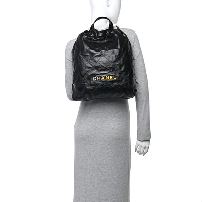 Chanel Shiny Calfskin Quilted Chanel 22 Backpack Black 2 of 11