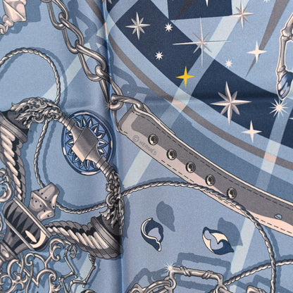 Hermes Silk C'est La Fete Double Face Scarf 90 Ciel Gris Orange 5 of 7
