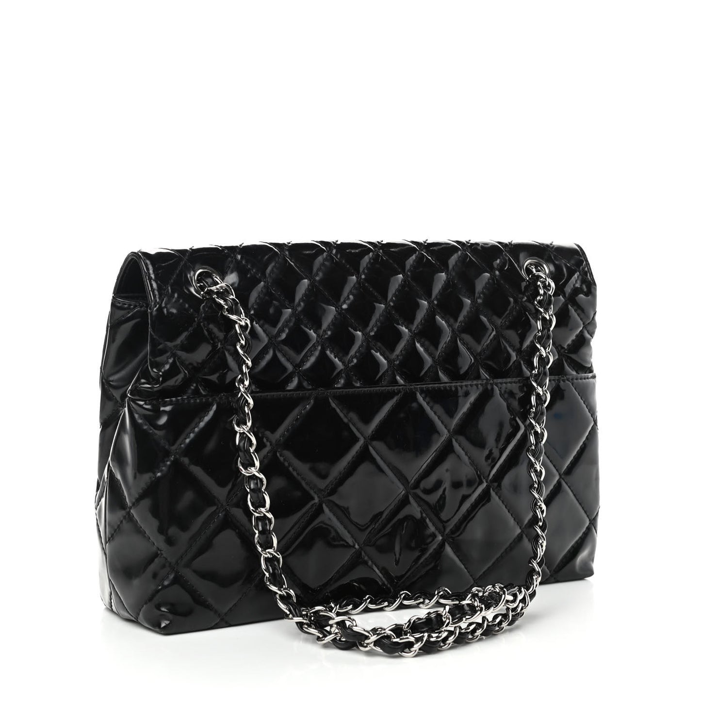 Vinyl Quilted In the Business Flap Bag Black