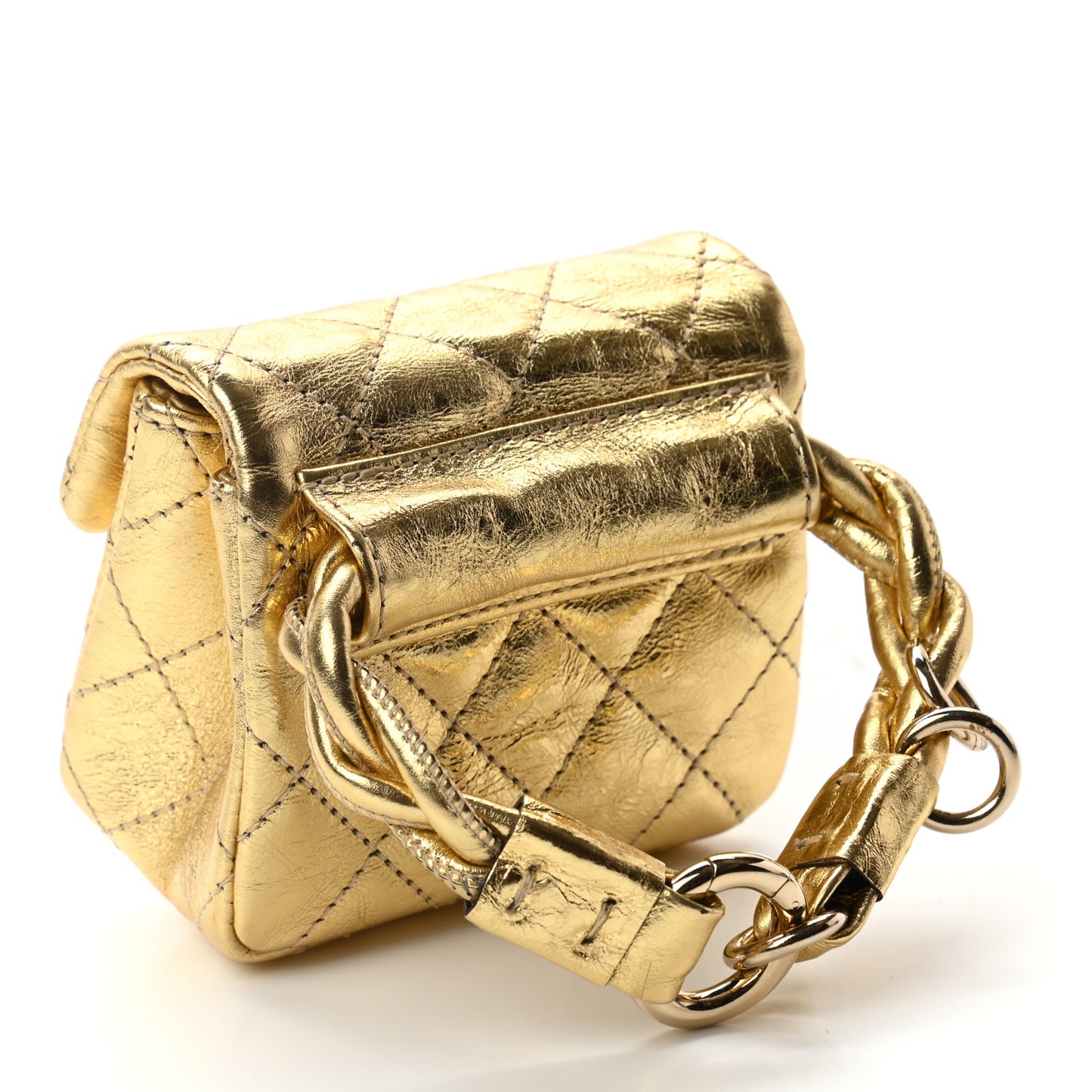 Metallic Quilted 2.55 Ankle Wrist Bag Gold